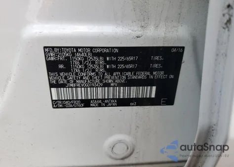 2016 Toyota Rav4 Le из США, поврежденный, VIN JTMBFREV0GD193429